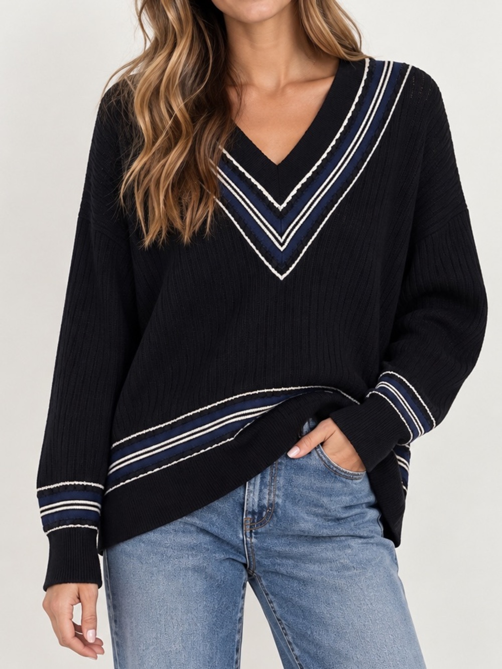 Rag & Bone Diana Extra Fine Knit Merino Wool Sweater Oversized Black XS $350